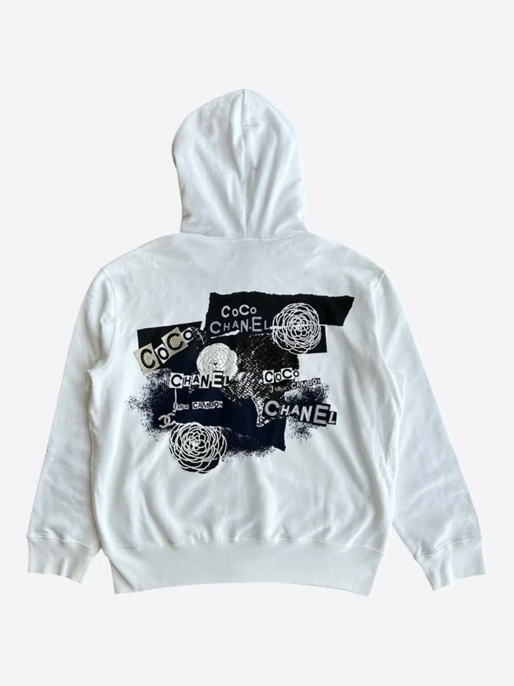 Chanel White & Black Graffiti Graphic Zip Up Hoodie